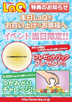 7月25日（土） 11：00 ～ LaQ（ラキュー）で平面モデルを作ろう！！